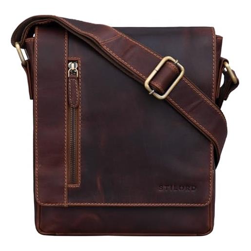 STILORD 'easton' borsa messenger piccola in pelle borsello uomo cuoio con tracolla per tablet da 10,1 pollici viaggio, colore: siena - marrone