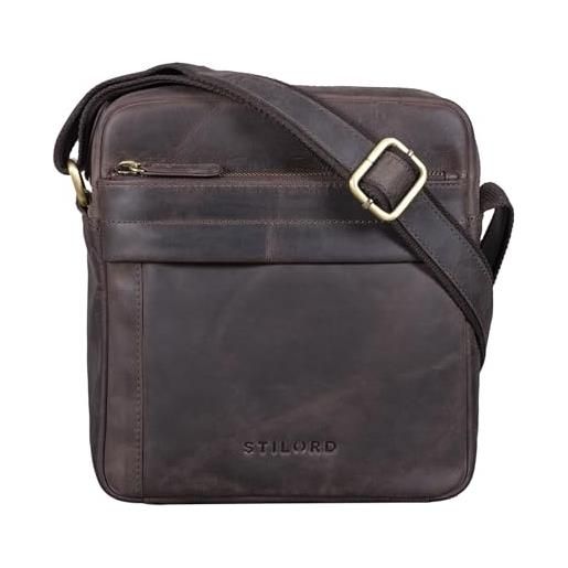 STILORD 'craig' borsello a mano uomo pelle vintage messenger bag per tablet piccola borsa a tracolla elegante borsa crossbody di cuoio genuino, colore: marrone scuro