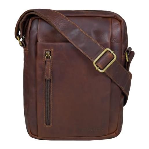 STILORD 'irving' borsello uomo in pelle borsa tracolla vintage piccola borsetta messenger piccola in cuoio a spalla, colore: cognac marrone scuro