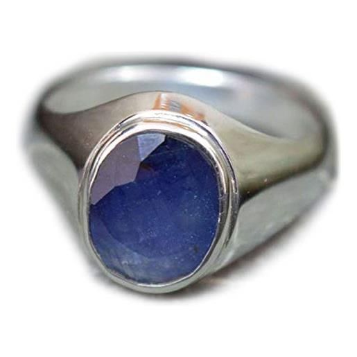 55Carat anello da uomo in argento sterling 925 con gemma naturale di colore blu zaffiro blu 55 k, taglia: 8-31 e argento, 63 (20.1), colore: blue, cod. 55mcbsbdr3_u