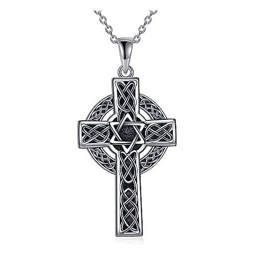 YFN croce celtica collana argento sterling stella di davide ciondolo croce religiosa gioielli regali per donna uomo