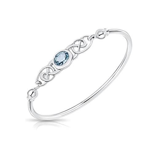 DTPsilver® - bracciale donna argento 925 - bracciale argento con nodo celtico della trinità - braccialetto argento con topazio blu