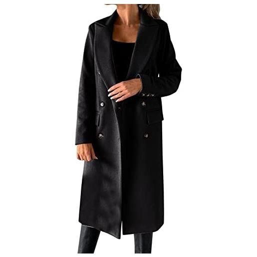 Pianshanzi trench coat donna lungo temperamento monocolore cardigan con cintura sotto il ginocchio cappotto di lana collo lungo maniche lunghe giacca di lana grande dimensioni cappotto invernale