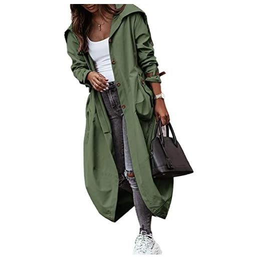 seiveini cappotto donna con cappuccio lungo maniche lunghe primaverile autunnale giacca da pioggia leggero impermeabile antivento trenchcoat elegant taglie forti a1 xl