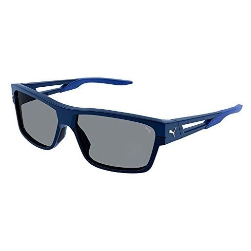 PUMA pu0327s occhiali da sole, blue-blue-blue, 60 da uomo, blue-blu-blu