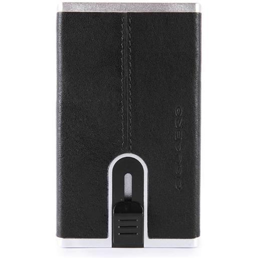 Piquadro black square portafogli compact wallet, pelle nero