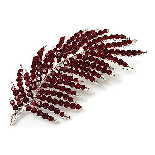 Avalaya spilla a forma di foglia di cristallo (rosso bordeaux), misura unica, pietre preziose, metallo, cristallo