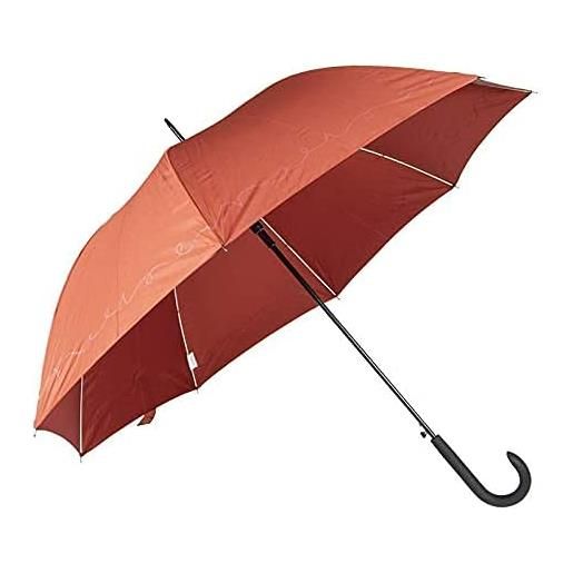 VIRSUS 1 ombrello lungo e resistente 8 stecche 9324 di colore mattone con bordino stampato, aste e struttura in fibra rinforzata antivento e impugnatura ergonomica pioggia inverno