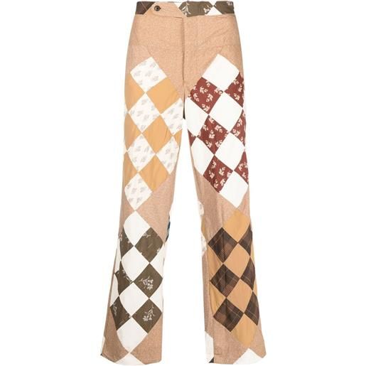 BODE pantaloni dritti con design patchwork - marrone