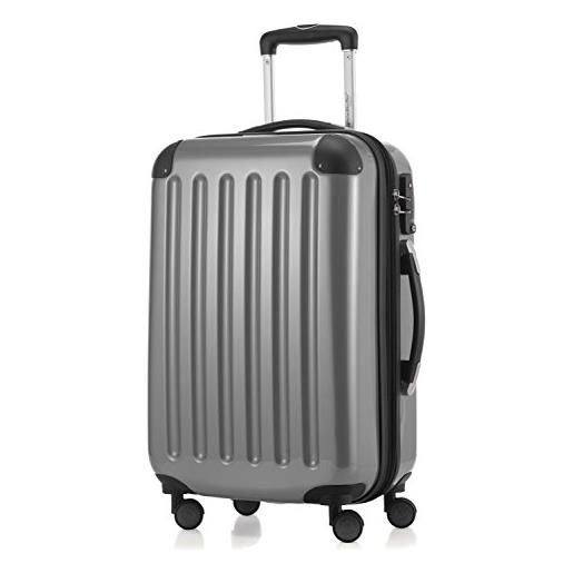 Hauptstadtkoffer - alex - bagaglio a mano con scomparto per laptop, valigia rigida, trolley espandibile, 4 doppie ruote, tsa, 55 cm, 42 litri, argento
