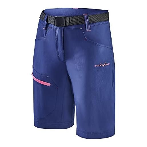 Black Crevice pantaloncini da trekking da donna, corti, da donna, impermeabili, ad asciugatura rapida, resistenti e traspiranti, con tasche, rosa/blu acciaio, 48