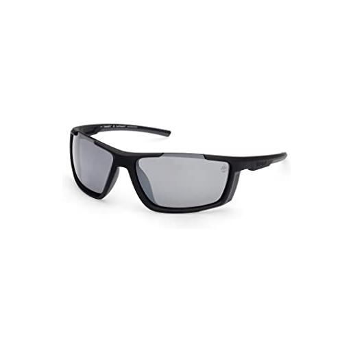 Timberland tb9252 occhiali, nero opaco/fumo, 68 uomo