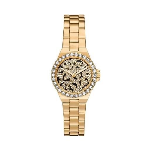Michael Kors orologio per le donne, movimento a tre lancette lennox, orologio in acciaio inossidabile, tono oro e glitter nero