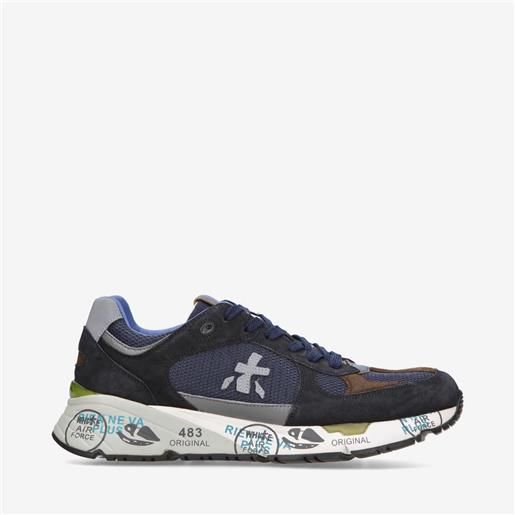 Premiata sneakers mase 6423 in pelle scamosciata e tessuto blu