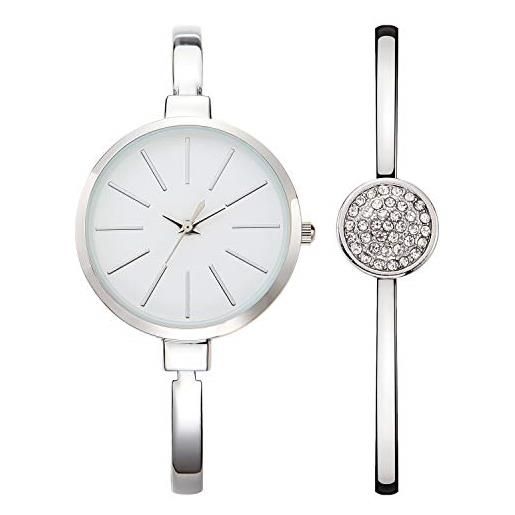 NUOVO orologio da donna 3atm orologi al quarzo impermeabili con quadrante bianco con display analogico e bracciale in lega d'argento con decorazioni lucide a mano in cristallo