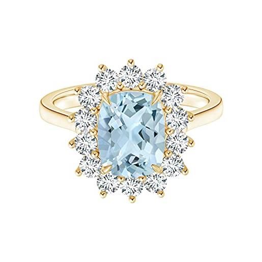 Shine Jewel ispirata alla principessa diana 1.00 ctw pietra preziosa acquamarina taglio smeraldo 925 sterline d'argento anello solitario (argento placcato oro giallo, 14.5)