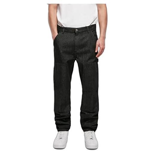Urban Classics jeans a doppio ginocchio, realblack washed, 36 uomo