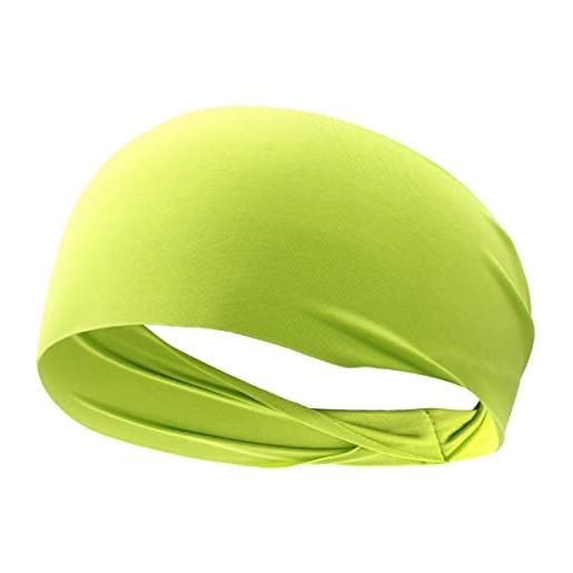 IXCVBNGHS fascia sportiva per uomini e donne, per corsa, ad asciugatura rapida, fascia per il sudore per esterni, fascia elastica per la sudorazione, traspirante (giallo fluorescente)