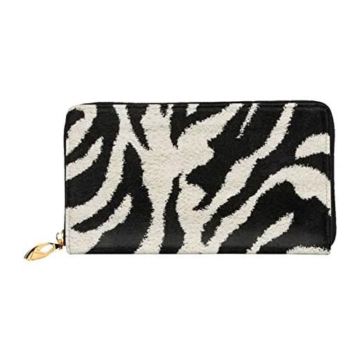 JCAKES portafoglio da donna, in pelle lunga, con cerniera, per carte di credito, portamonete, portamonete, portafoglio zebra animale, nero , taglia unica