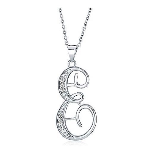 Bling Jewelry personalizzato cubic zirconia cz corsivo alfabeto lettera iniziale e collana ciondolo sterling silver custom engraved