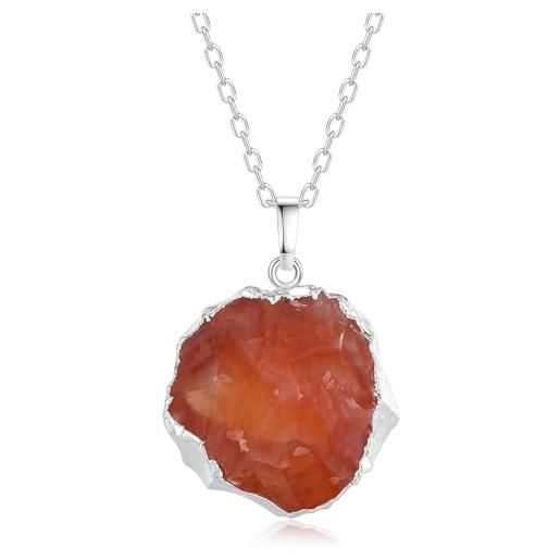 COAI collana con ciondolo di pietra agata rossa grezza pietre e cristalli curativi da donna