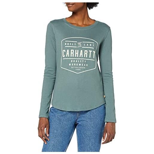 Carhartt t-shirt lockhart, manica lunga, con grafica e logo donna, verde (verde balsamo), xs