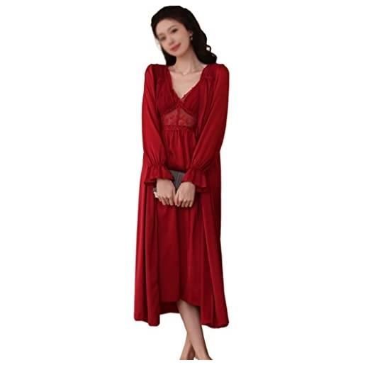 RWRAPS bretelle da donna con abito a due pezzi da indossare a casa, camicia da notte sexy primavera e autunno francese (color: d, size: x-large) (dx)