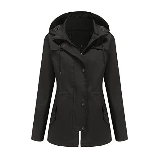 Generic windbreaker, giacca a vento da donna, leggera, impermeabile, impermeabile, antivento, per attività all'aria aperta, impermeabile, da donna, traspirante, giacca sportiva, nero , l