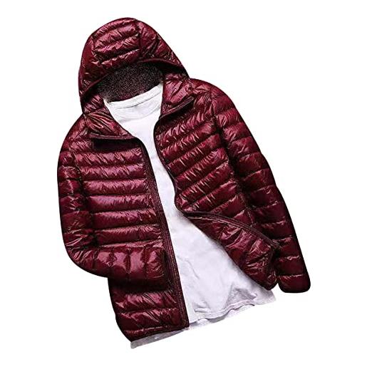 OADOBKICE cappotto impermeabile uomo piumino invernale piumino parka piumino uomo piumino ripiegabile ultra leggero piumino imbottito parka trapuntato imbottito con cappuccio cappuccio bordeaux xxl