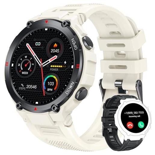 NONGAMX orologio smartwatch uomo fitness chiamate: orologi smart watch compatibile android ios pressione sanguigna contapassi impermeabile cardiofrequenzimetro 1,42'' touchscreen rotondo time sportivo tracker