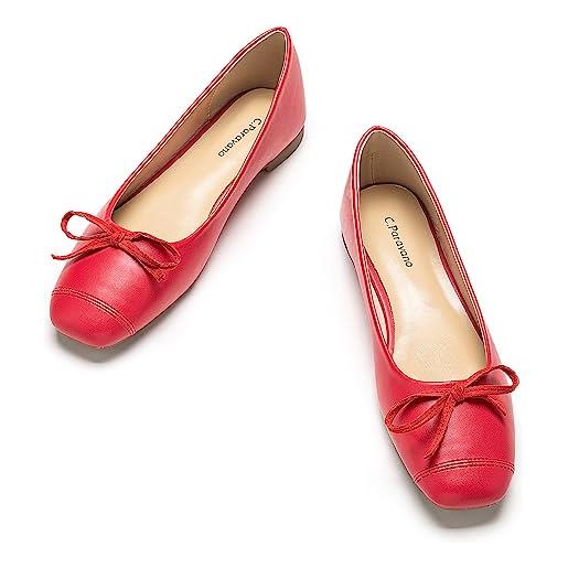 C.Paravano ballerinas donna i bow comode scarpe da ballo (38, rosso)