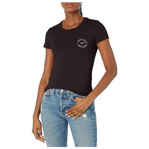 Emporio Armani maglietta da donna con logo essential studs t-shirt, nero, m