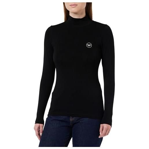 Emporio Armani turtleneck-maglietta da donna fluid viscose t-shirt, nero, xl