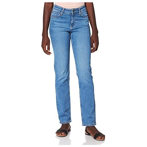 Lee marion straight jeans donna, blu (mid lina), 31w/26l