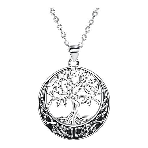 Arrebol collana albero della vita donna argento sterling 925 coppia collana ciondolo nodo celtico, regalo di natale originale per madre moglie figlia - regolabile |45cm+5|