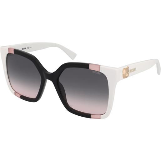 Moschino mos123/s 3h2/jp | occhiali da sole graduati o non graduati | plastica | quadrati | nero, bianco, rosa | adrialenti