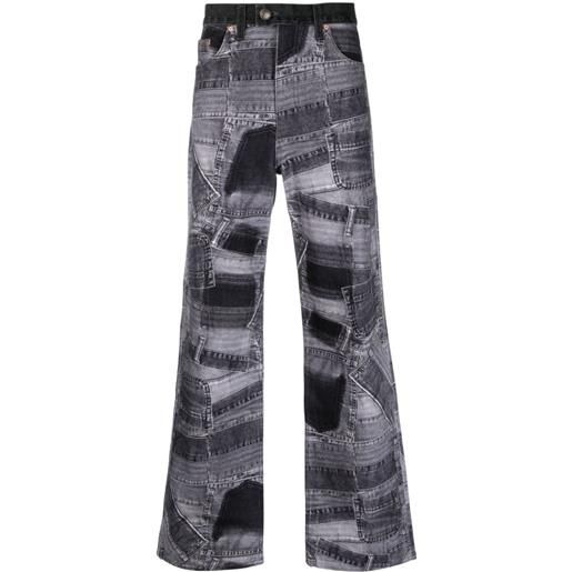 Andersson Bell jeans a gamba ampia con design patchwork - nero