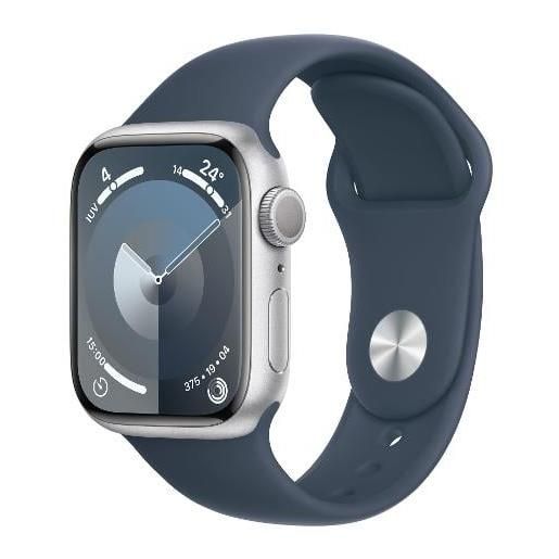 Apple smartwatch Apple watch series 9 gps 41mm cassa in alluminio argento con cinturino sportivo s/m blu tempesta [mr903ql/a]