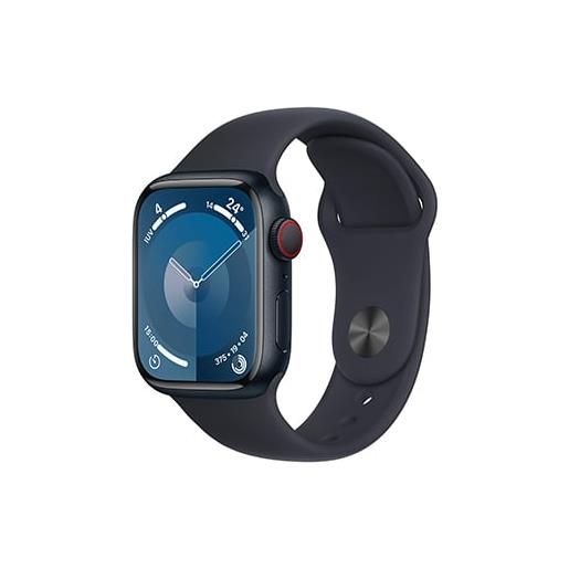 Apple smartwatch Apple watch series 9 gps + cellular 41mm cassa in alluminio con cinturino sportivo m/l mezzanotte [mrht3ql/a]
