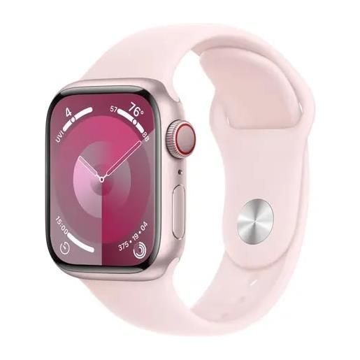 Apple smartwatch Apple watch series 9 gps + cellular 41mm cassa in alluminio con cinturino sportivo m/l rosa confetto [mrj03ql/a]