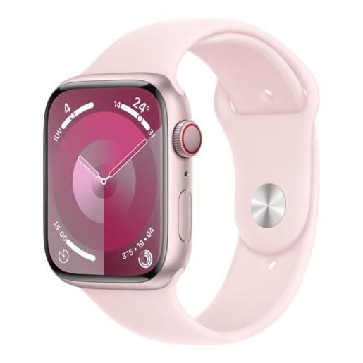 Apple smartwatch Apple watch series 9 gps + cellular 45mm cassa in alluminio con cinturino sportivo m/l rosa confetto [mrml3ql/a]