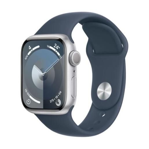 Apple smartwatch Apple watch series 9 gps 41mm cassa in alluminio argento con cinturino sportivo m/l blu tempesta [mr913ql/a]