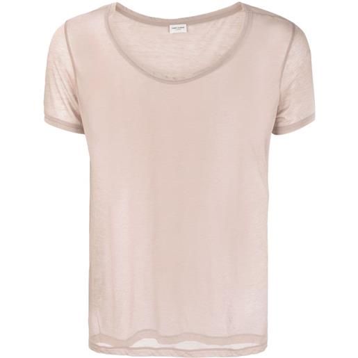 Saint Laurent t-shirt semi trasparente - toni neutri