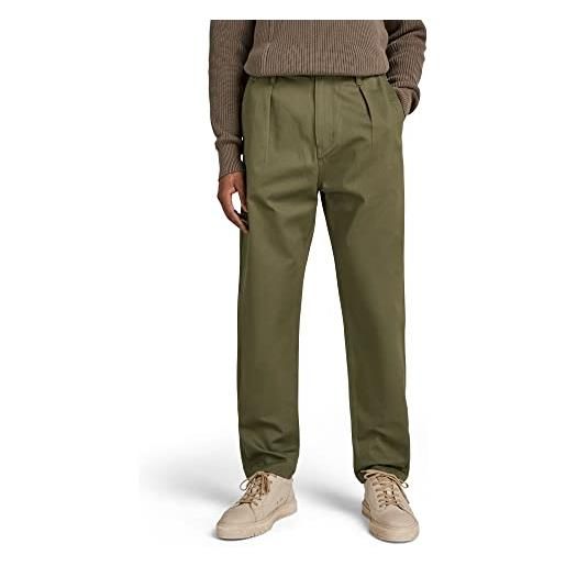 G-STAR RAW unisex pleated chino relaxed donna , verde scuro (dark olive d20147-d190-c744), 34w / 32l