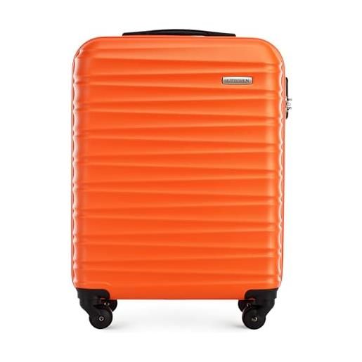 WITTCHEN valigia da viaggio bagaglio a mano valigia da cabina valigia rigida in abs con 4 ruote girevoli serratura a combinazione maniglia telescopica groove line taglia s arancione