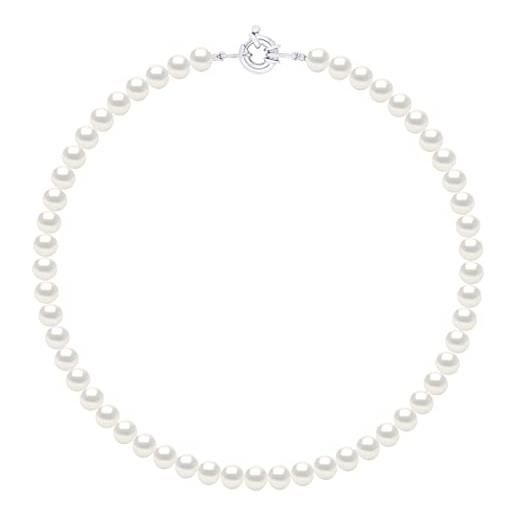 PEARLS & COLORS NATURAL FINE PEARLS pearls & colors - collana vere perle di coltura d'acqua dolce semi-barocche - colore bianco naturale - qualità aaa+ - diverse misure disponibili - anello marino argento 925 - gioilli donna