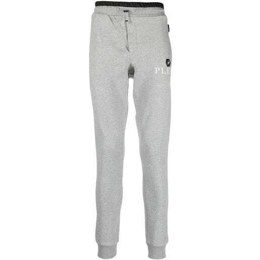 Philipp Plein pantaloni sportivi con placca logo - grigio