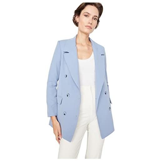 Trendyol blazer regolare con colletto a risvolto cappotto, blu, 70 donna