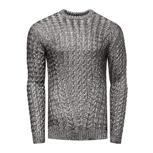 Rusty Neal maglione da uomo a maniche lunghe con scollo rotondo, in lana dal design particolare, 355 nero xxl