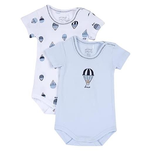 Chicco set due body mezza manica primaverile per neonato 15 mesi - 80 cm bianco e azzurro mongolfiere